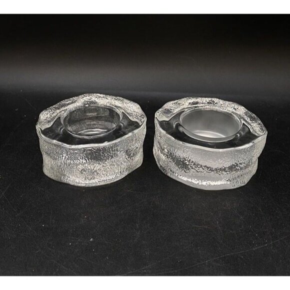 Partylite Iceland Tealight Holder P7223 Glass Clear LOT 2 - Picture 1 of 7